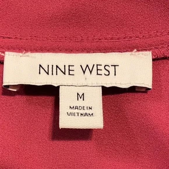 Nine West Notched-Collar Blouse Size M Wine Red Maroon NWT - Picture 5 of 7